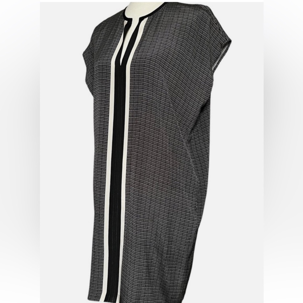 Vince Ptp 21" 100% Silk Shift Dress Black & Beige Print - Picture 3 of 9